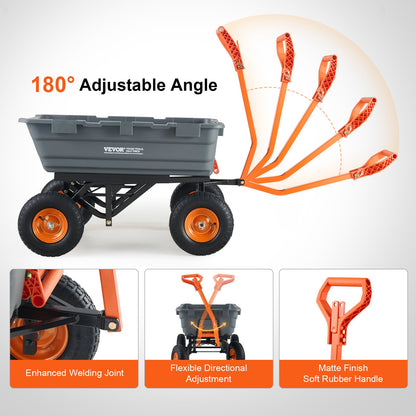 Poly Garden Dump Cart Kraftiga gårdsvagnar och vagnar 1500 lbs 13" däck