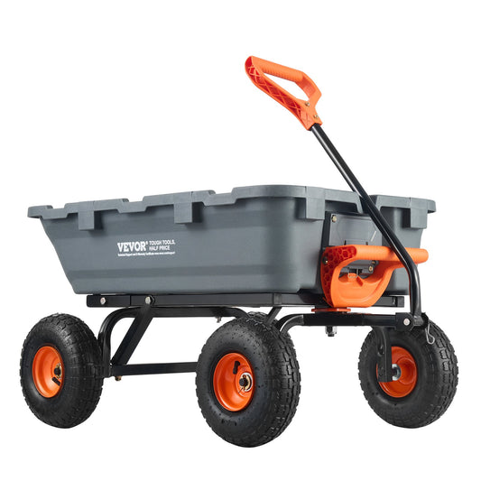 Poly Garden Dump Cart Heavy Duty Farm Carts and Wagons 800 lbs 10" Tires