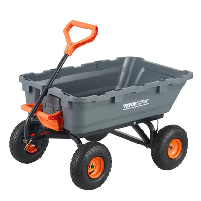 Poly Garden Dump Cart Heavy Duty Farm Carts and Wagons 800 lbs 10" Tires