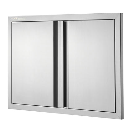 BBQ access door, 710x482 mm double outdoor kitchen door, stainless steel recessed door, vertical wall door with recessed handles, for BBQ Island, grill station, outdoor cabinet
