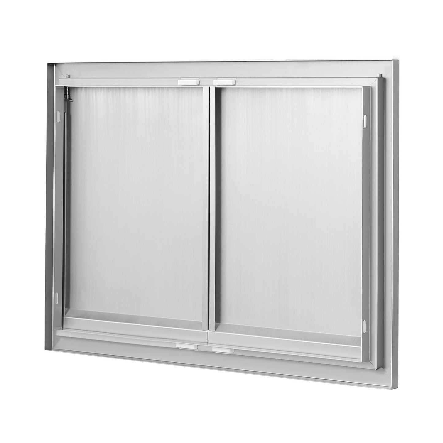 BBQ-åtkomstdörr, 762x532 mm dubbel utomhusköksdörr, infälld dörr i rostfritt stål, vertikal väggdörr med infällda handtag, för BBQ Island, grillstation, ytterskåp