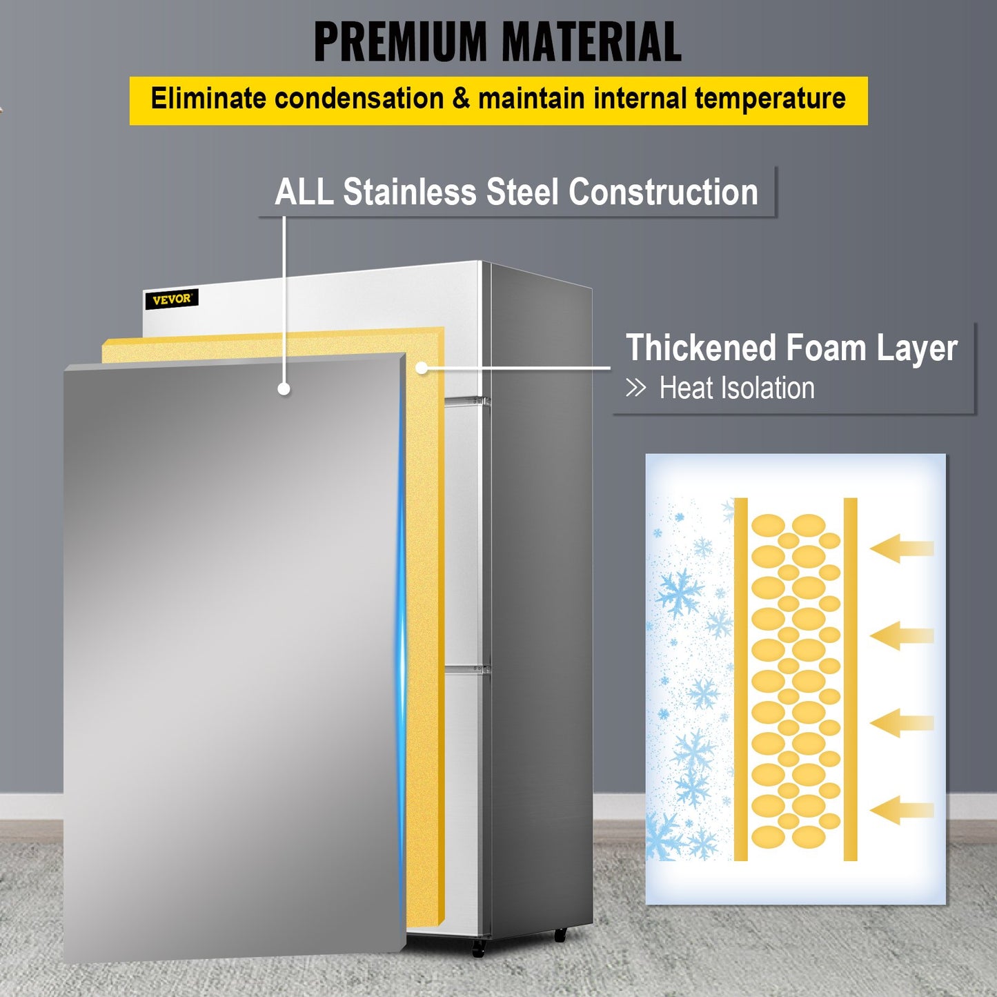 Commercial Reach-in Refrigerator, 4-Door Upright Beverage Cooler, 27.5 Cu.Ft Side by Side Freezer, Stainless Steel Merchandiser Refrigerator, Commercial Food Service Refrigerator for Snacks and Beverages, Silver
