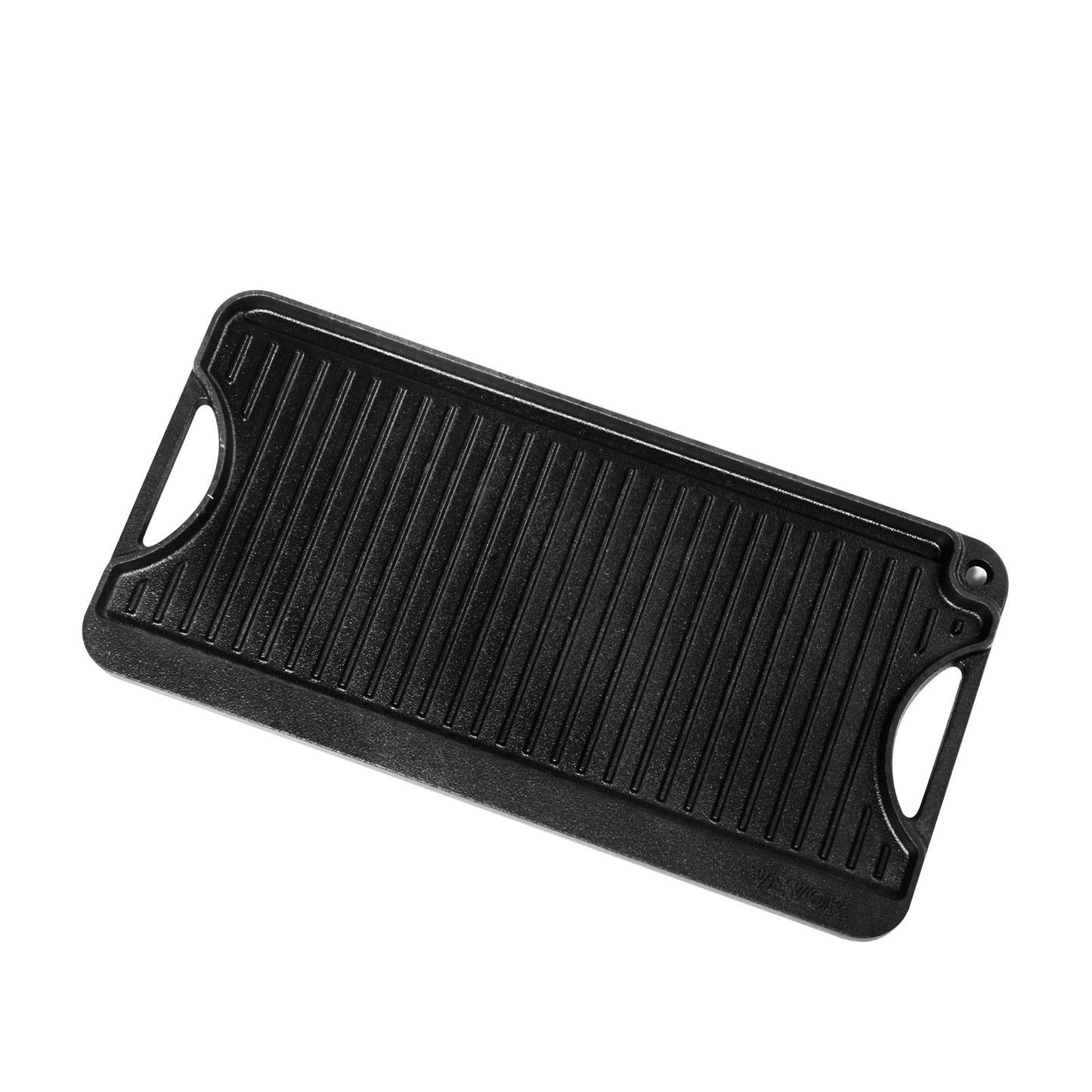 20x10 in Reversible Barbecue Grill Pre-Seasoned BBQ Pan Cast Iron Black