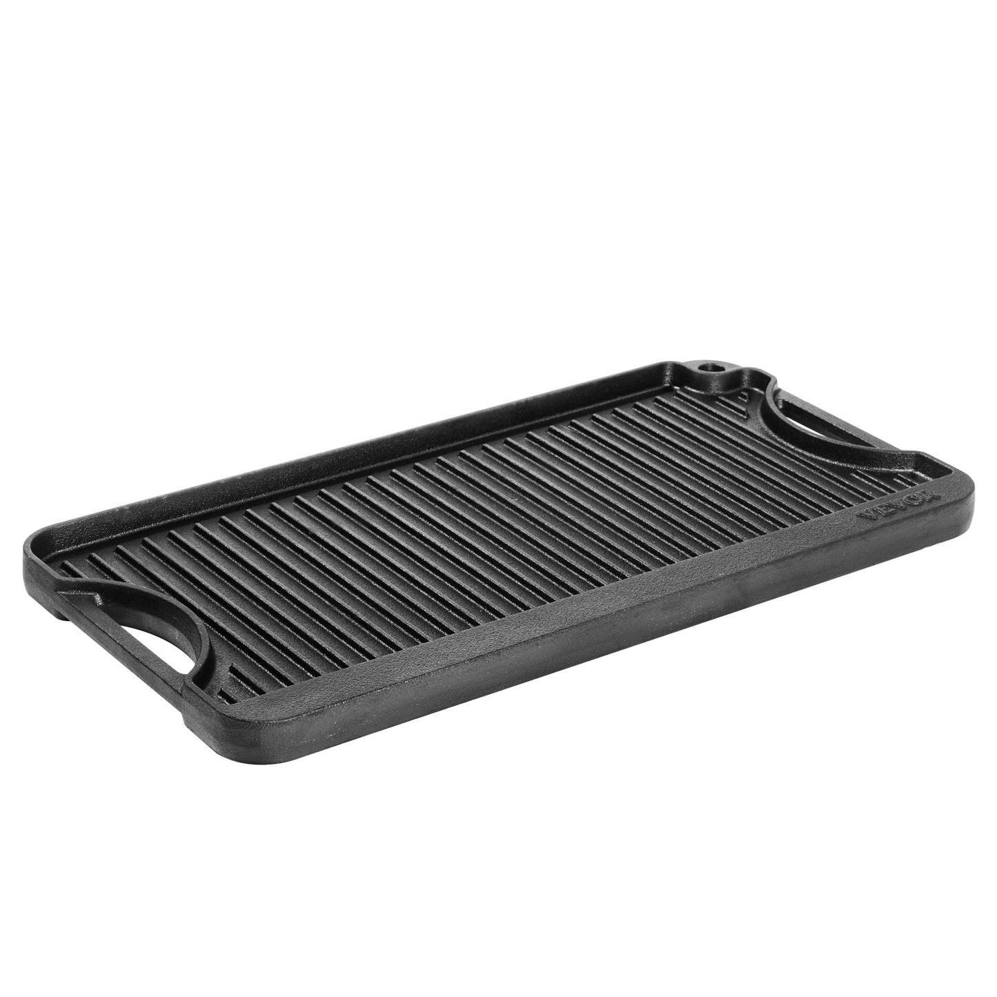 20x10 in Reversible Barbecue Grill Pre-Seasoned BBQ Pan Cast Iron Black