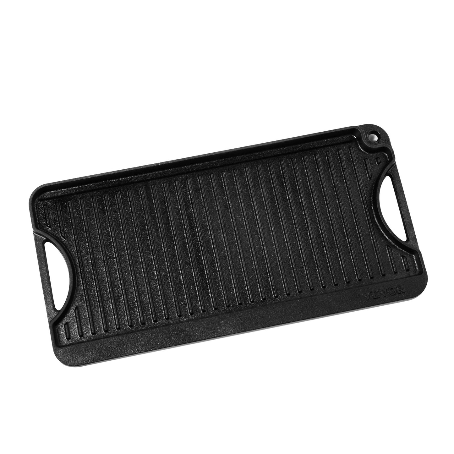 20x10 in Reversible Barbecue Grill Pre-Seasoned BBQ Pan Cast Iron Black