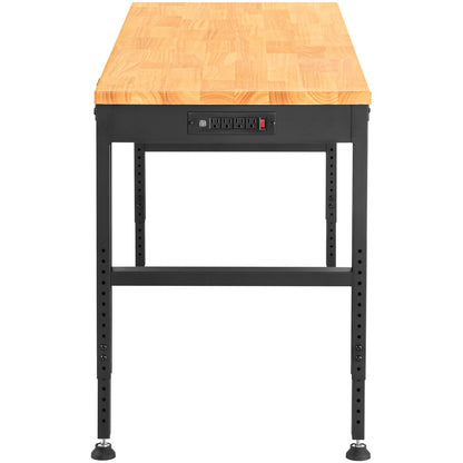 Arbetsbänk med justerbar höjd 61"L x 20"W Arbetsbänksbord med eluttag