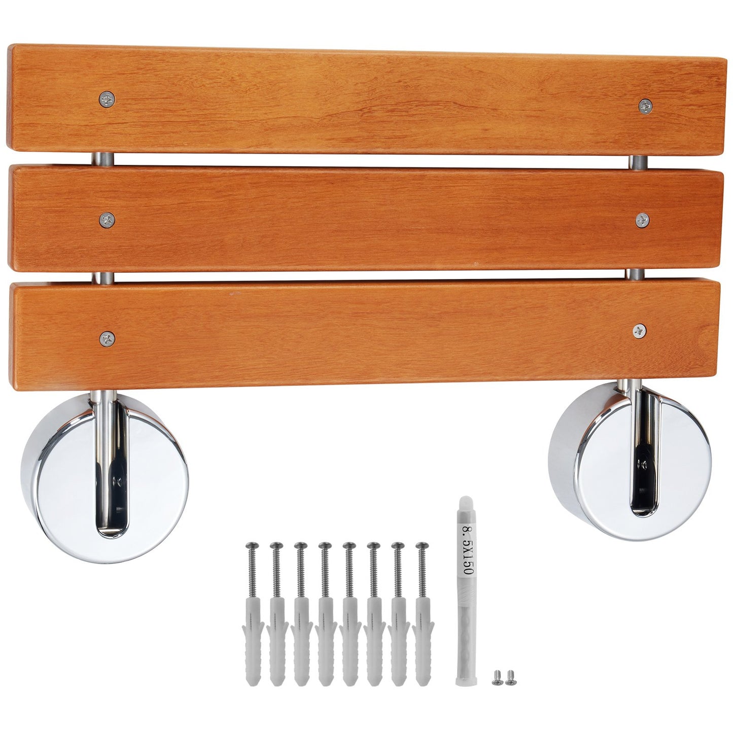 Klappbarer Duschsitz aus Teakholz, 51,6 x 33,3 cm, wandmontierte Duschbank, 200 kg