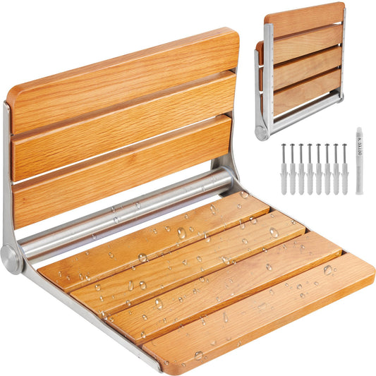 Hopfällbar duschsits i ek 16,1" x 13,4" väggmonterad duschbänk 440 lbs