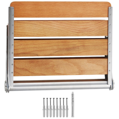 Hopfällbar duschsits i ek 16,1" x 13,4" väggmonterad duschbänk 440 lbs