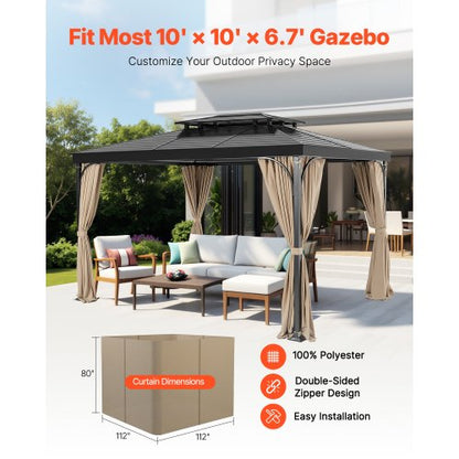 Sichtschutzvorhang für Pavillon, 3,0 x 3,0 x 19,1 cm, wasserdicht, Khaki | EU