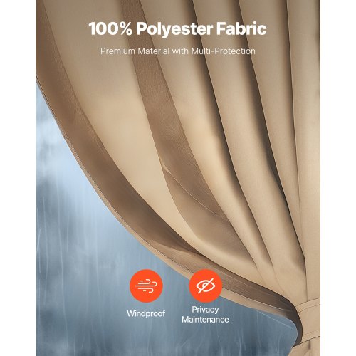 Sichtschutzvorhang für Pavillon, 3,0 x 3,0 x 19,1 cm, wasserdicht, Khaki | EU