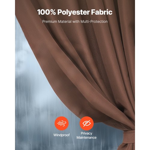 Gazebo Privacy Curtain 10' x 10' x 6.9' Waterproof Gazebo Curtains Coffee | EU
