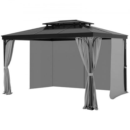 Gazebo Privacy Curtain 10' x 10' x 6.7' Waterproof Gazebo Curtains Gray | EU