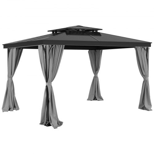 Gazebo Privacy Curtain 10' x 10' x 6.7' Waterproof Gazebo Curtains Gray | EU