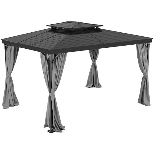 Gazebo Privacy Curtain 10' x 10' x 6.7' Waterproof Gazebo Curtains Gray | EU