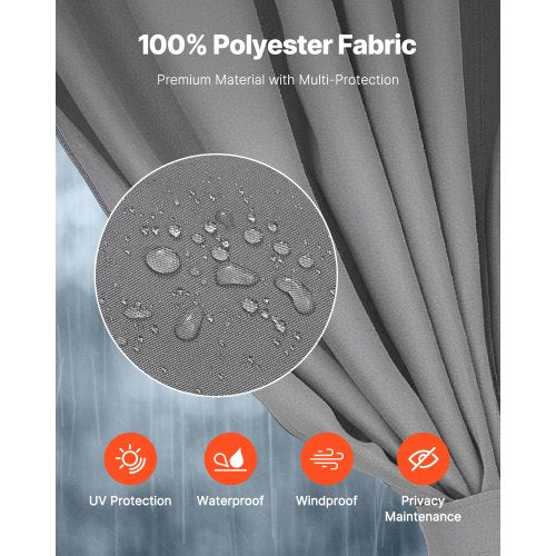 Gazebo Privacy Curtain 10' x 10' x 6.9' Waterproof Gazebo Curtains Gray | EU