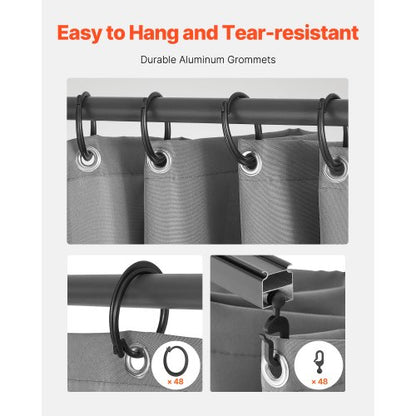 Gazebo Privacy Curtain 10' x 10' x 6.9' Waterproof Gazebo Curtains Gray | EU