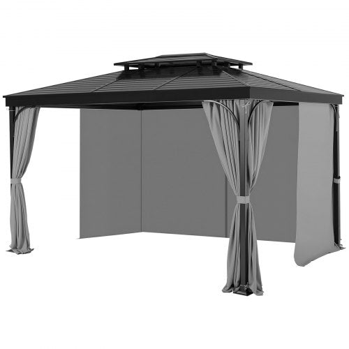 Gazebo Privacy Curtain 10' x 10' x 6.9' Waterproof Gazebo Curtains Gray | EU