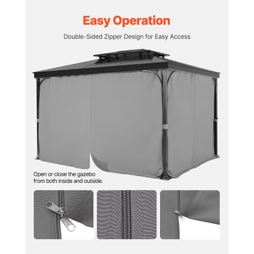 Sichtschutzvorhang für Pavillon, 3,6 x 3,0 x 19,1 cm, wasserdicht, Grau | EU