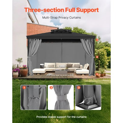 Sichtschutzvorhang für Pavillon, 3,6 x 3,0 x 19,1 cm, wasserdicht, Grau | EU