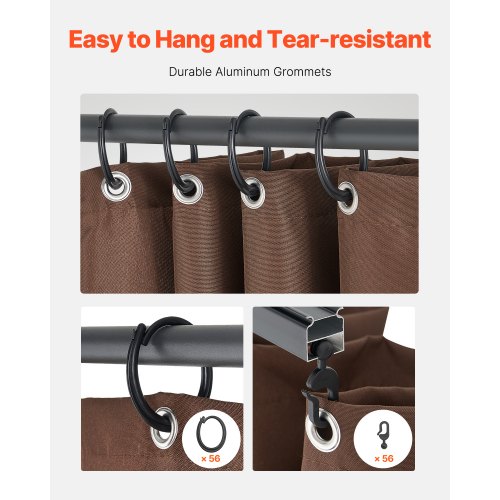 Gazebo Privacy Curtain 12' x 12' x 6.9' Waterproof Gazebo Curtains Coffee | EU