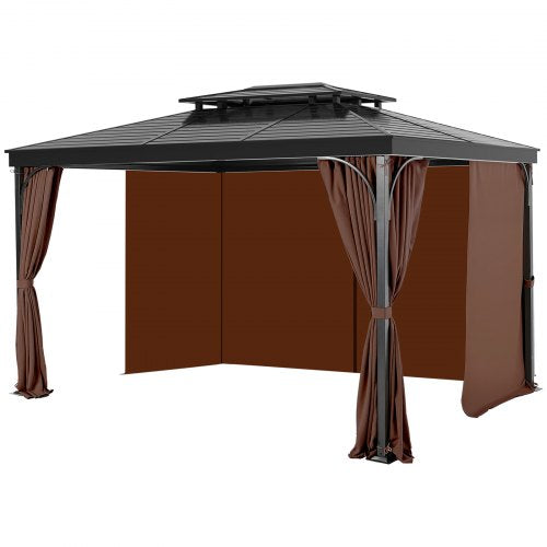 Gazebo Privacy Curtain 12' x 12' x 6.9' Waterproof Gazebo Curtains Coffee | EU