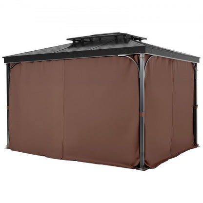 Gazebo Privacy Curtain 12' x 12' x 6.9' Waterproof Gazebo Curtains Coffee | EU