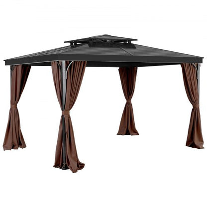 Gazebo Privacy Curtain 12' x 12' x 6.9' Waterproof Gazebo Curtains Coffee | EU