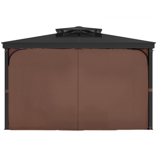 Gazebo Privacy Curtain 12' x 12' x 6.9' Waterproof Gazebo Curtains Coffee | EU