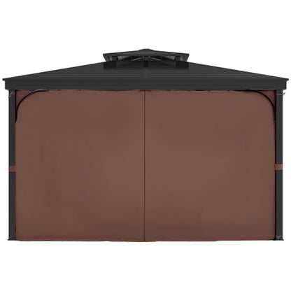 Gazebo Privacy Curtain 12' x 12' x 6.9' Waterproof Gazebo Curtains Coffee | EU