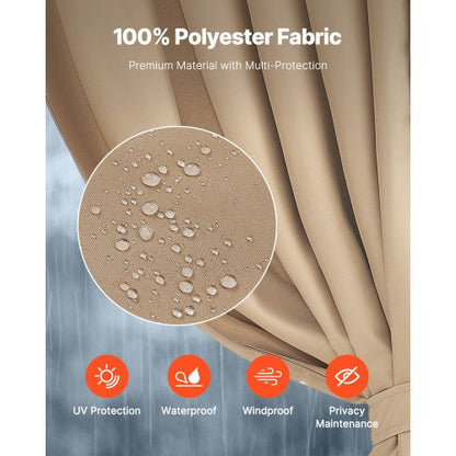 Gazebo Curtain 3.3 x 2.7 x 1.9 m Waterproof Gazebo Curtains Khaki | EU