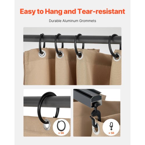 Gazebo Curtain 3.3 x 2.7 x 1.9 m Waterproof Gazebo Curtains Khaki | EU