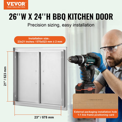 660x609 mm BBQ Island Access Door Outdoor Kitchen Door Stainless Steel
