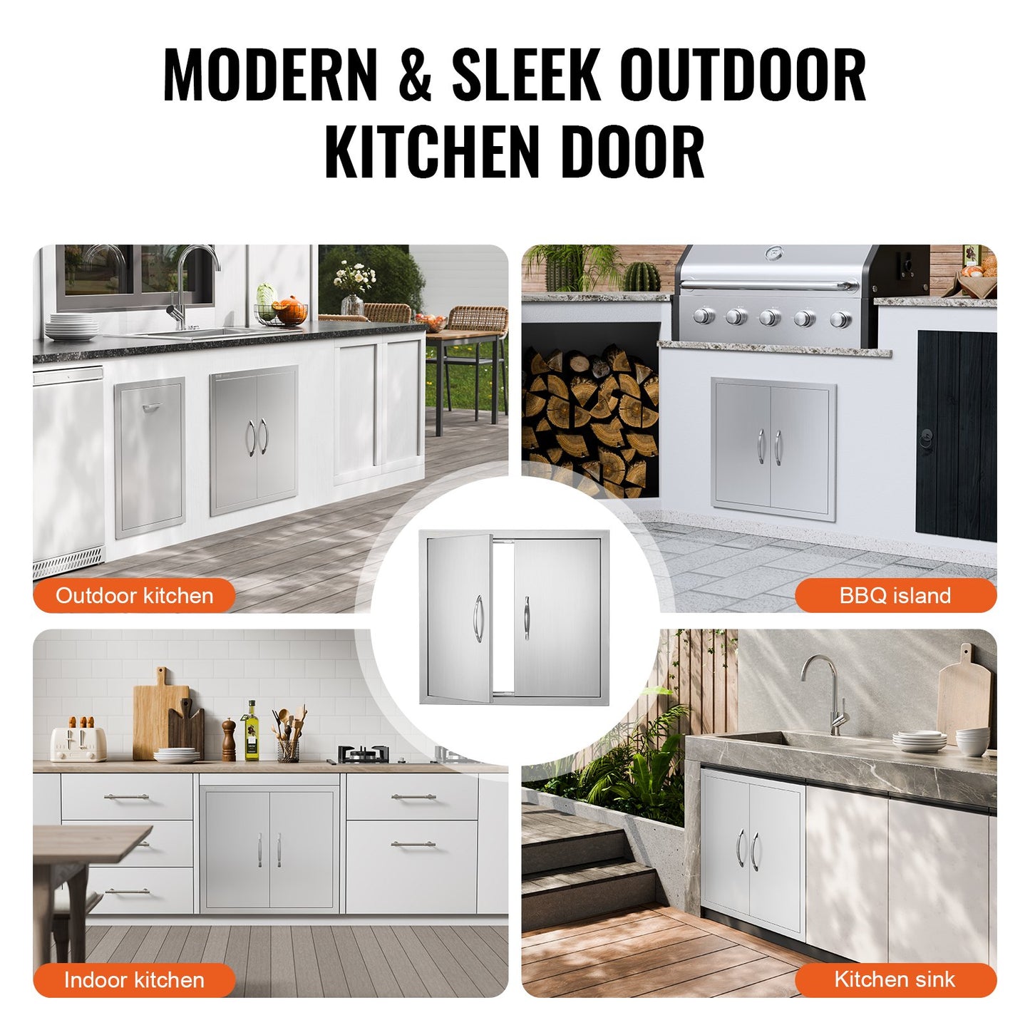 660x609 mm BBQ Island Access Door Outdoor Kitchen Door Stainless Steel