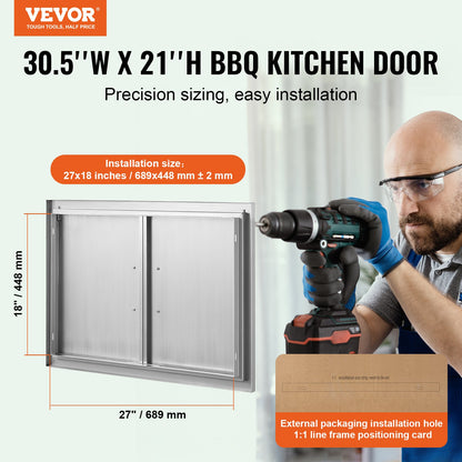 774x533 mm BBQ Ö Access-dörr Utomhus köksdörr Rostfritt stål