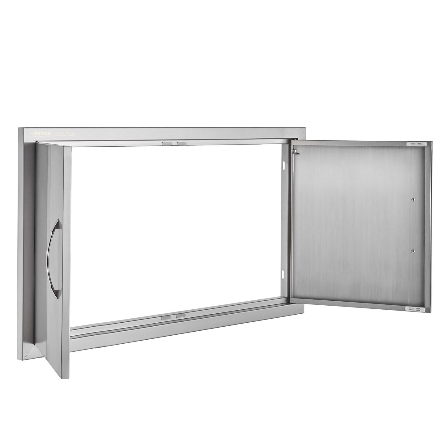 BBQ-åtkomstdörr, 863x482 mm dubbel utomhusköksdörr, infälld dörr i rostfritt stål, vertikal väggdörr med handtag, för BBQ Island, grillstation, ytterskåp
