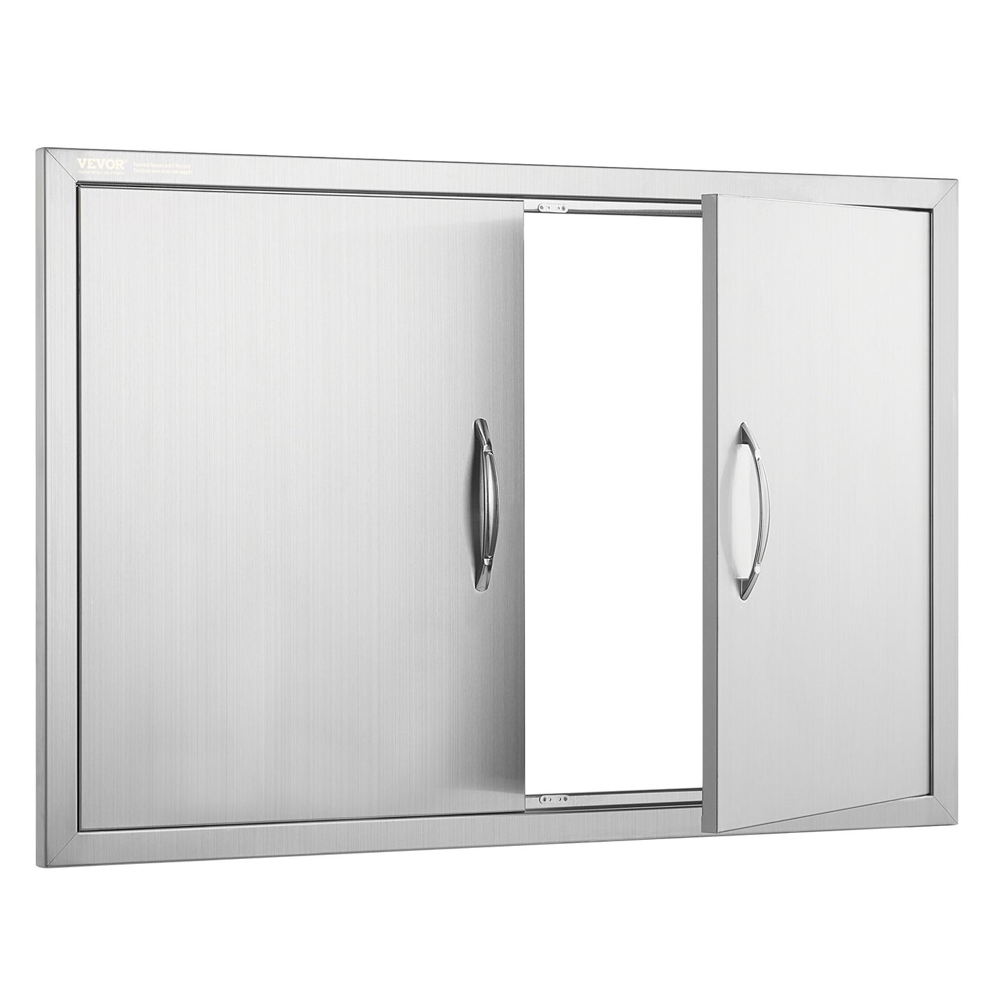 BBQ Access Door, 889x610mm Double Outdoor Kitchen Door, Stainless Steel Recessed Door, Vertical Wall Door with Handle, for BBQ Island, Grill Station, Outdoor Cabinet