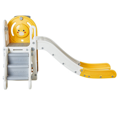 Småbarnsrutschkana, Kid Slide för småbarn 1-12 år med klätterbara stegar & basketbåge & förvaringsutrymme, Utomhus rutschkana för barn inom 50 kg, Lekplats för småbarn med upphöjd ledstång