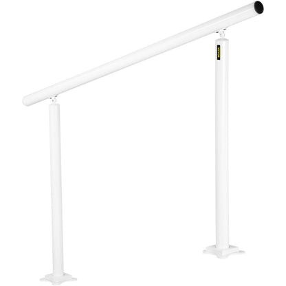 Trappräckessats, 5 fot ledstänger för utomhus 0-5 steg, justerbar vinkel vit aluminium trappa ledstång, inomhus och utomhus trappor för äldre