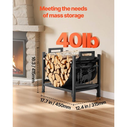 vedställ för inomhusbruk, 45 cm böjd vedhållare med duk, vedställ med viktkapacitet 18 kg, vedhållare i pulverlackerat stål, kraftig vedhög för öppen spis |  EU