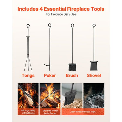vedställ för inomhusbruk, 45,5 cm vedställ i två nivåer med eldstadsverktyg, borste, spade, vedspis och tång, kraftig vedställ, 180 kg viktkapacitet, vedhög förvaring för eldstad |  EU