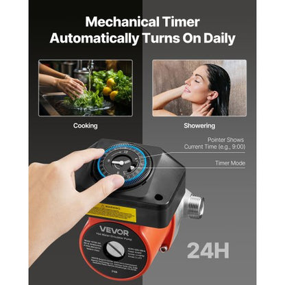 varmvattencirkulationspump, med timer, 38 LPM omedelbar recirkulationspumpsats, cirkulationscirkulatorsystem, 100W AC 220-240V, G3/4 tum till G1/2 tum-kontakt, för panna, solvärmare |  EU