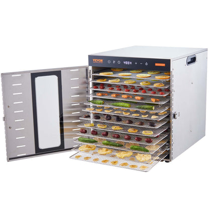 10 Trays Lebensmitteltrockner Maschine Edelstahl 1000W Jerky Obst Trocknen