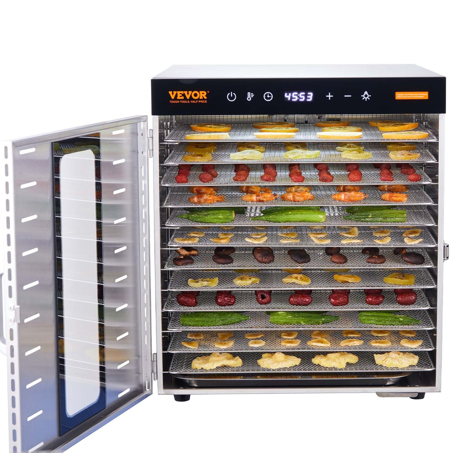 10 Trays Lebensmitteltrockner Maschine Edelstahl 1000W Jerky Obst Trocknen