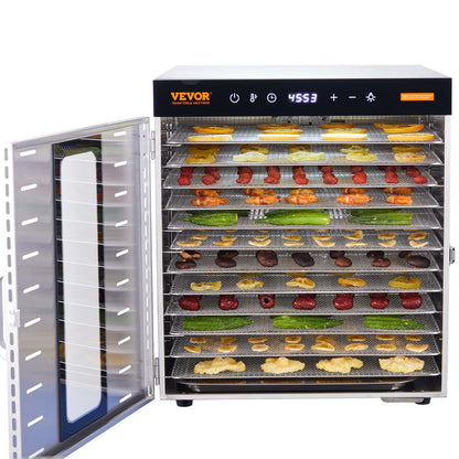 10 Trays Lebensmitteltrockner Maschine Edelstahl 1000W Jerky Obst Trocknen