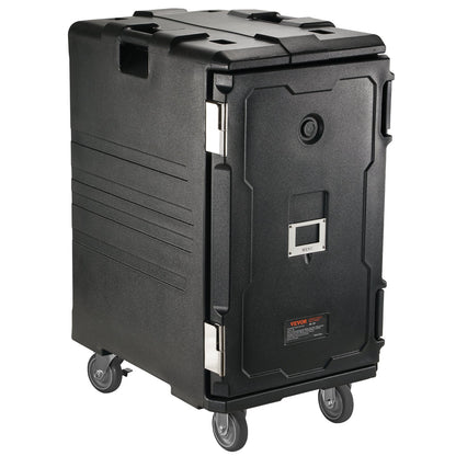 Isolierter Speisenbehälterträger, 109-Qt-Warmhaltebox für die Gastronomie, LLDPE-Speisenbehälterträger mit Doppelschnallen, Speisenwärmer mit Frontlader und Griff, Endlader mit Rädern für Restaurant, Kantine usw.