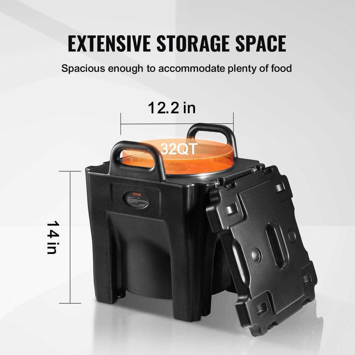 Insulated Food Holder, 32 Qt Capacity, Stackable Catering Hot Box with Stainless Steel Barrel, Top Load LLDPE Food Warmer with Integrated Handles Buckles Stationary Base, for Restaurant Dining Room, B