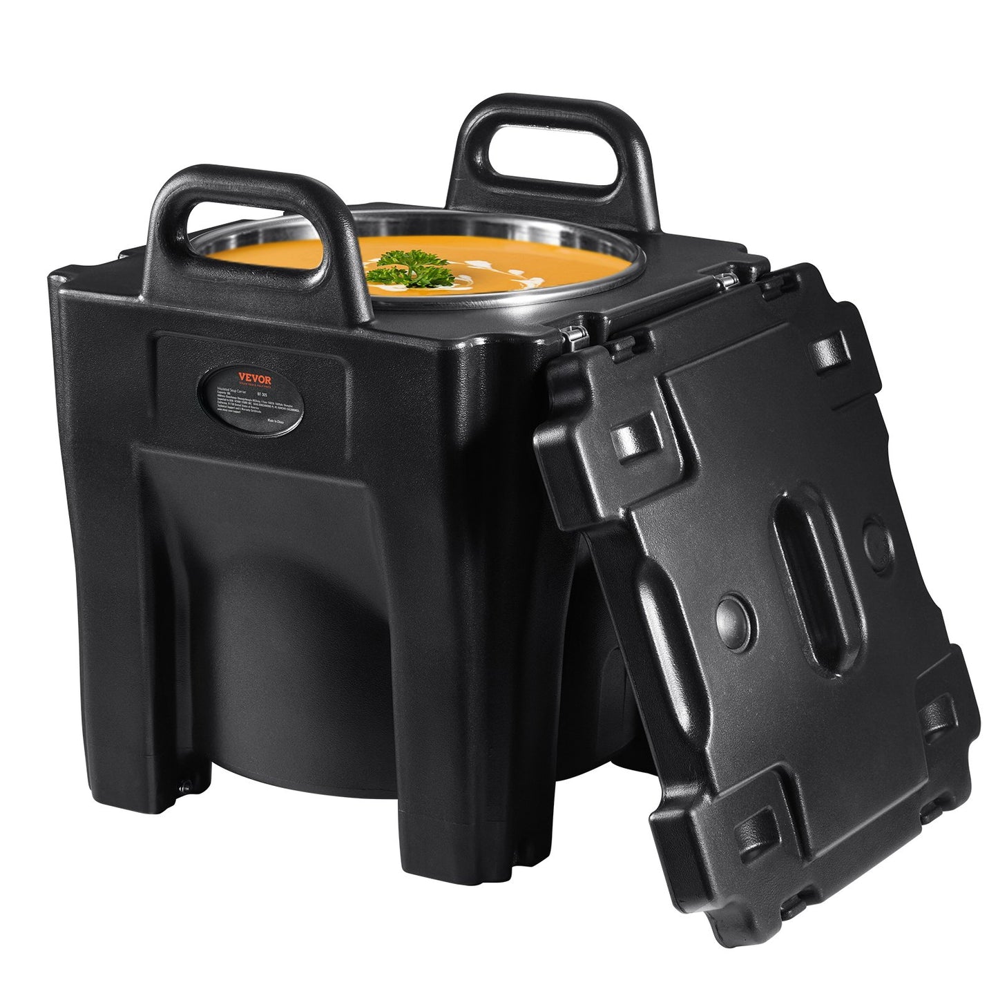 Insulated Food Holder, 32 Qt Capacity, Stackable Catering Hot Box with Stainless Steel Barrel, Top Load LLDPE Food Warmer with Integrated Handles Buckles Stationary Base, for Restaurant Dining Room, B