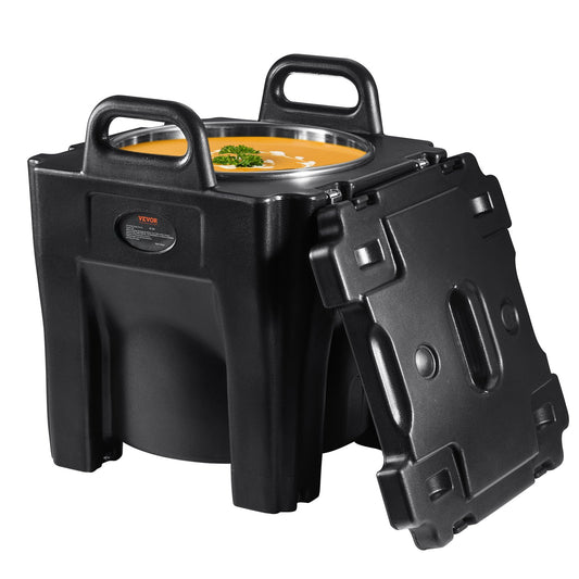 Insulated Food Holder, 32 Qt Capacity, Stackable Catering Hot Box with Stainless Steel Barrel, Top Load LLDPE Food Warmer with Integrated Handles Buckles Stationary Base, for Restaurant Dining Room, B