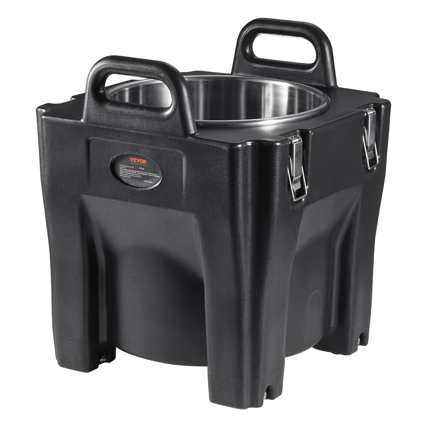 Insulated Food Holder, 32 Qt Capacity, Stackable Catering Hot Box with Stainless Steel Barrel, Top Load LLDPE Food Warmer with Integrated Handles Buckles Stationary Base, for Restaurant Dining Room, B